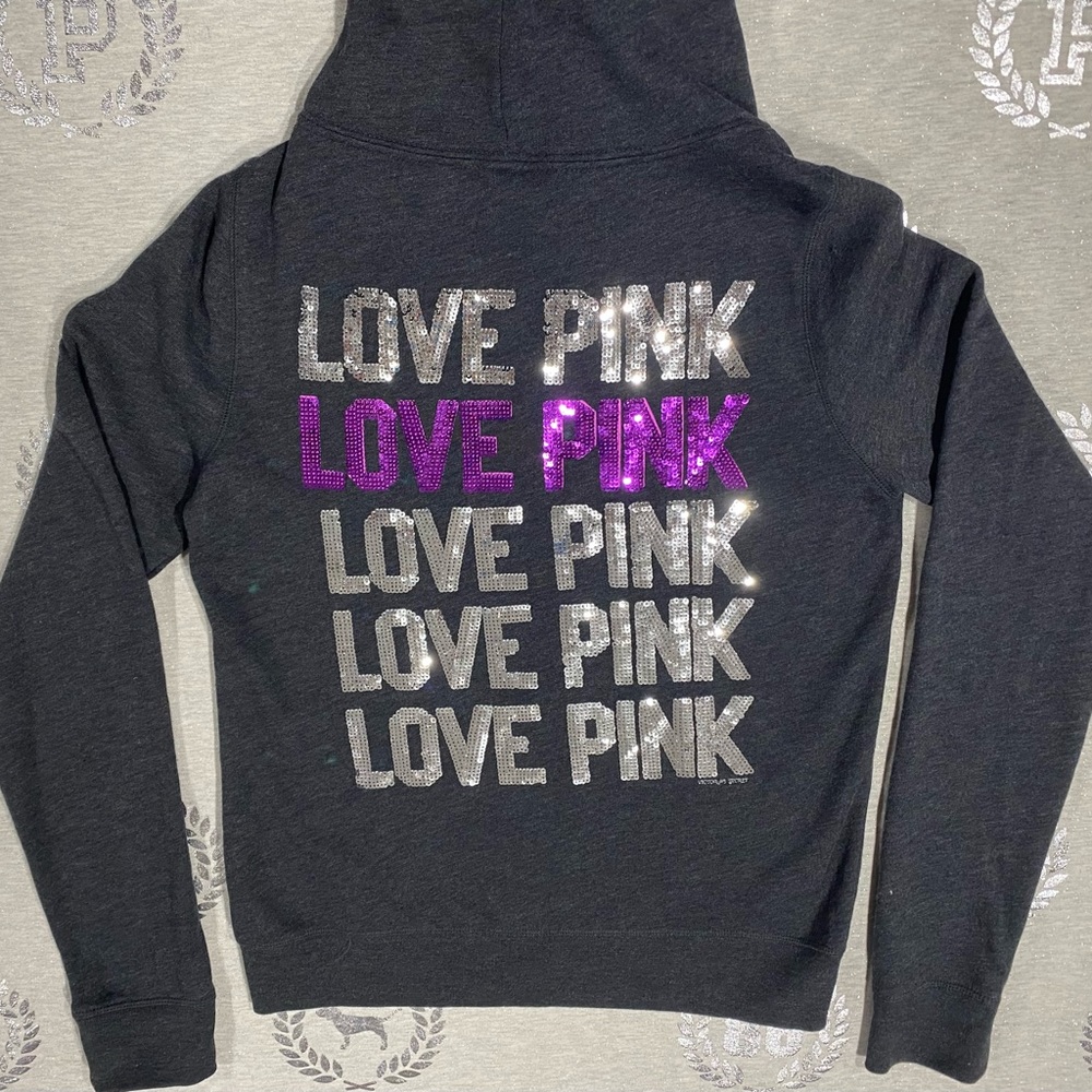VS PINK VINTAGE BLING HOODIE LARGE NWOT